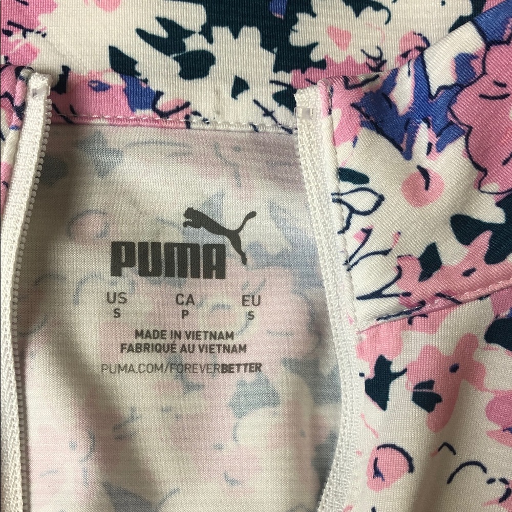 Puma Pink and Blue Floral Long Sleeve Quarter Zip Top - Picture 2 of 8